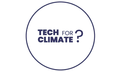 Texte « TECH FOR CLIMATE ? » dans un cercle simple.