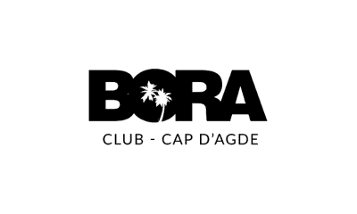 Logo du club Bora Cap d'Agde avec deux palmiers dans la lettre O.