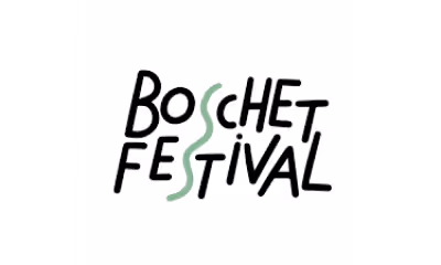 Logo du Boshet Festival avec texte noir et un S vert stylisé au centre.