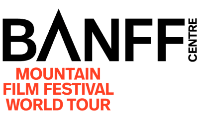 Logo Banff Centre Mountain Film Festival World Tour in black and red text.