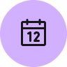 Icône de calendrier violet avec le nombre 12 au centre.