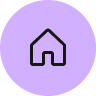 Icône de maison noire dans un cercle violet clair.