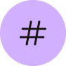 Signe dièse noir centré dans un cercle violet clair.