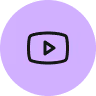 Icône ronde violette avec un symbole de lecture de vidéo au centre