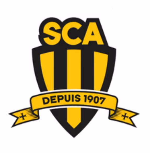 Logo jaune et noir en forme de blason du SCA, club de rugby fondé en 1907.