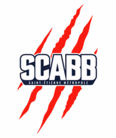 Logo du SCABB Saint-Étienne Métropole, club de basket, avec des griffes rouges.