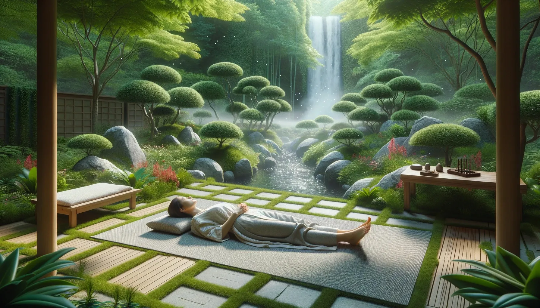 femme allongée sur le dos en séance de sophrologie