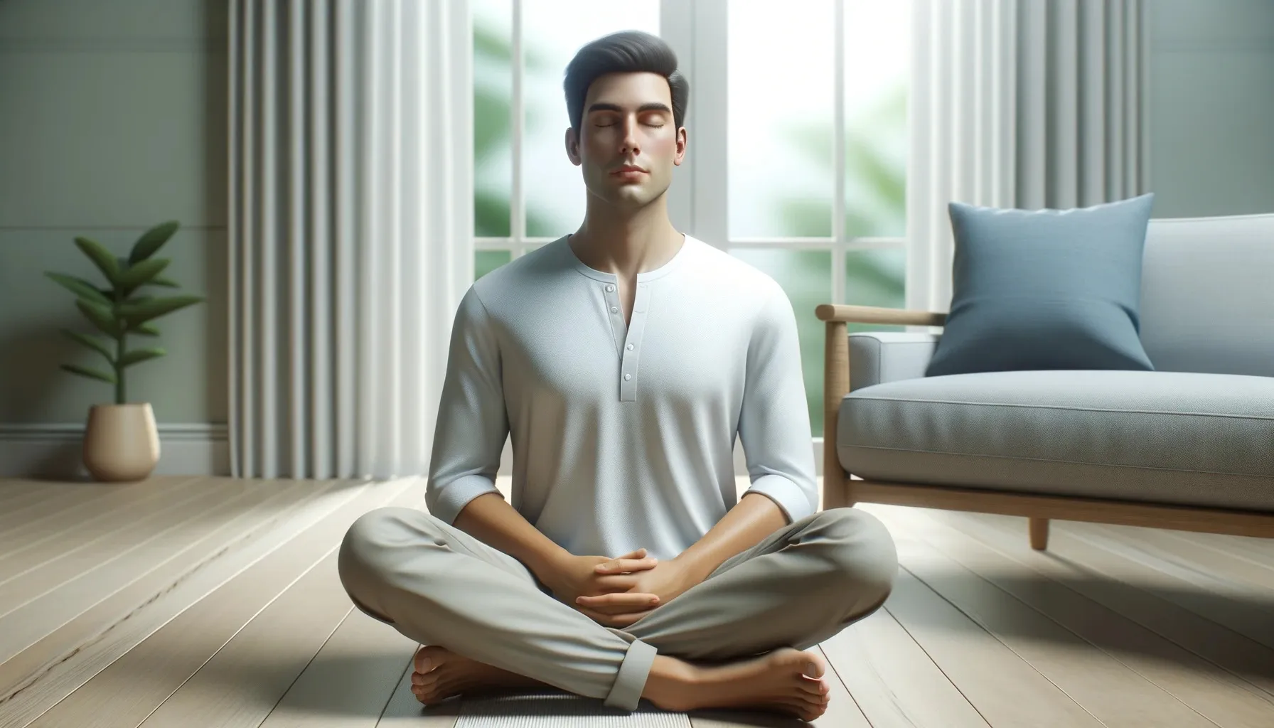 homme en tailleur entrain de méditer