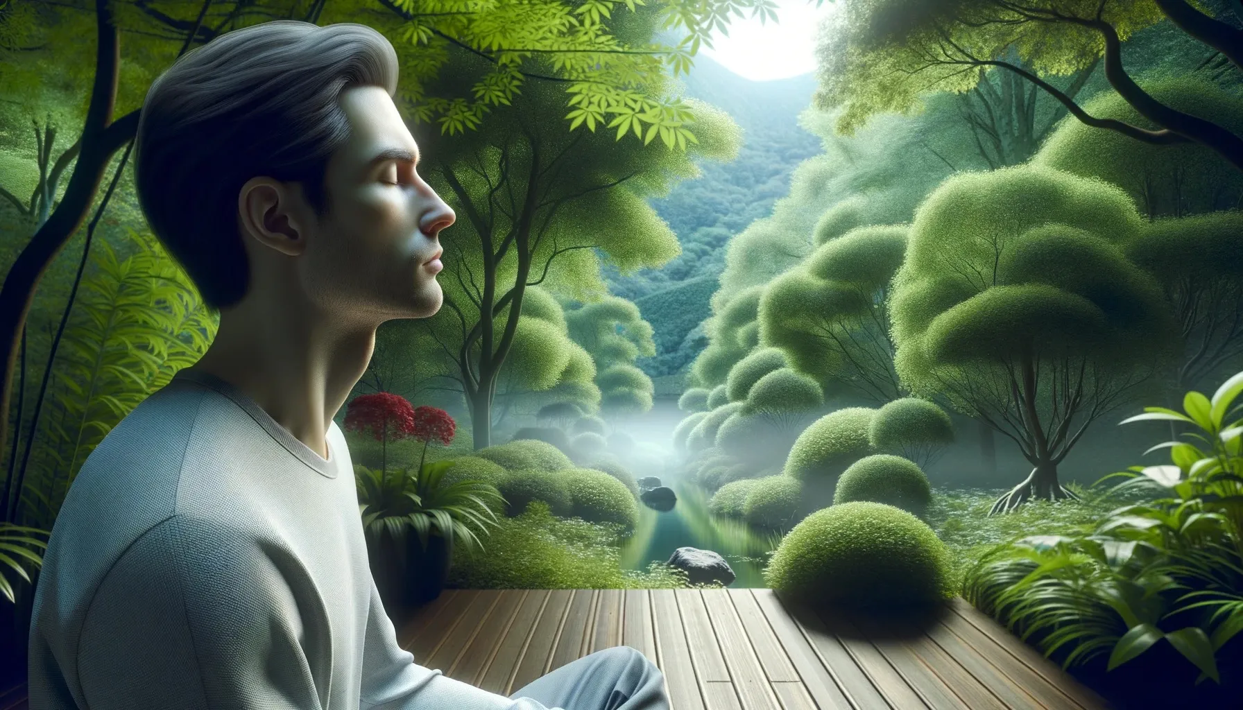 homme pratiquant une technique de respiration