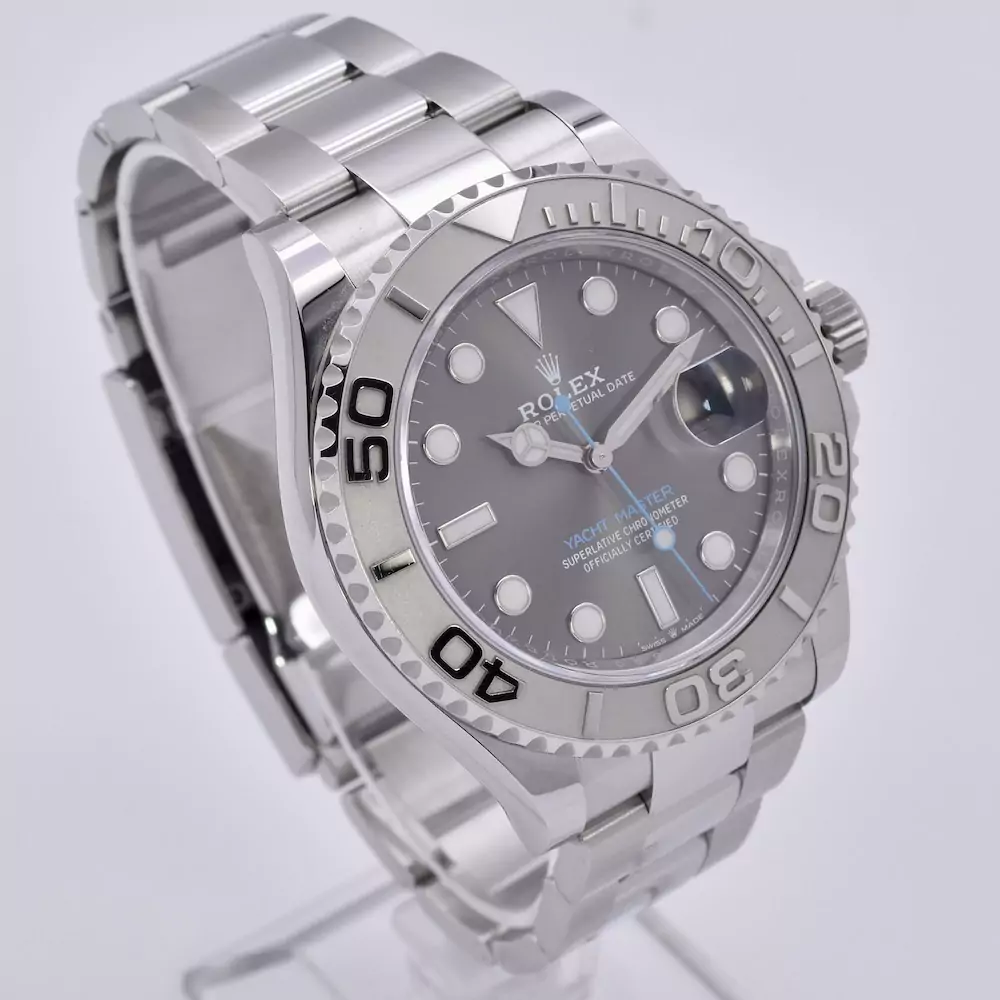 Front Left image of the Rolex Yachtmaster 40mm Rhodium Dial 2020 126622