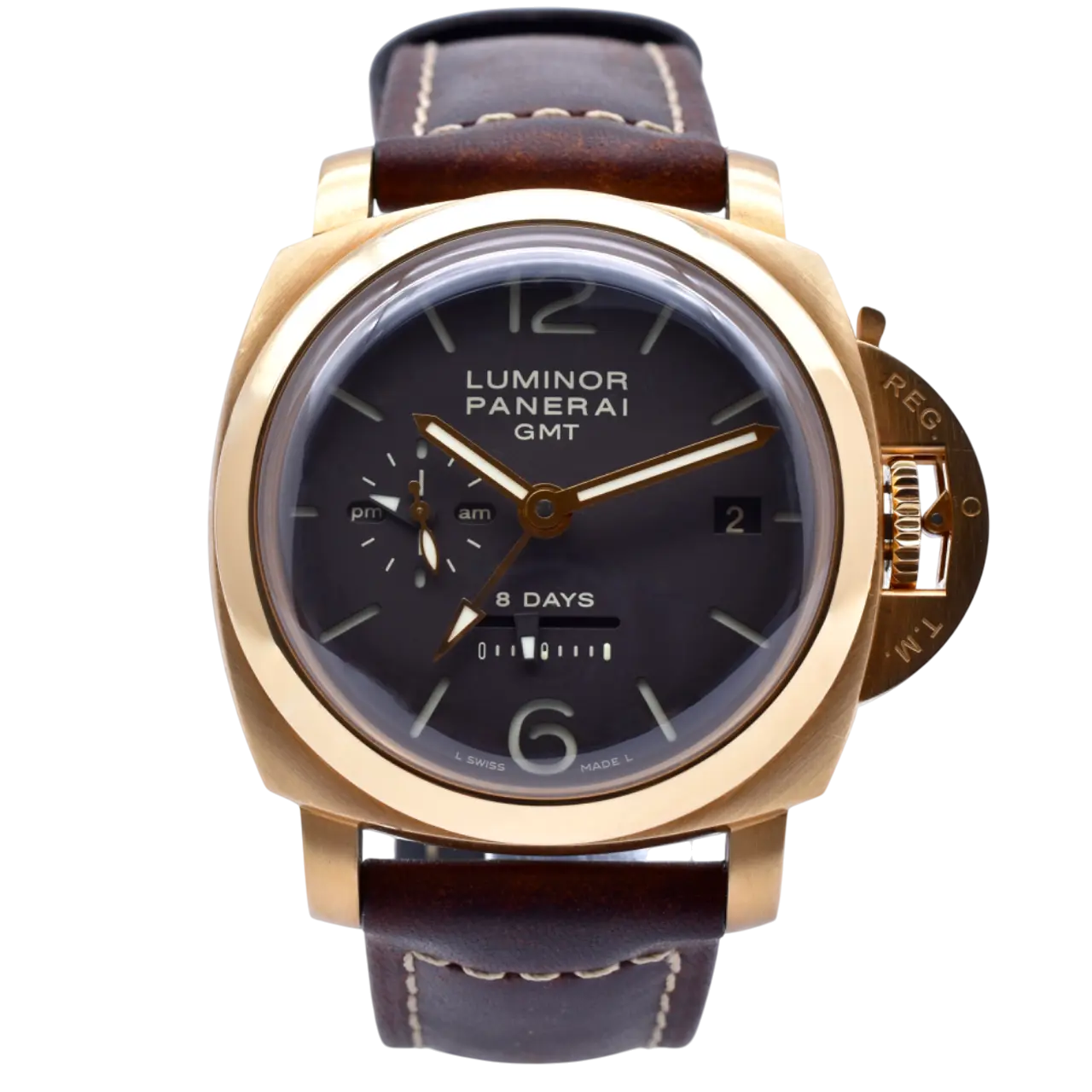 An image of the Panerai Luminor 1950 8 Days 18ct Rose Gold  PAM00289