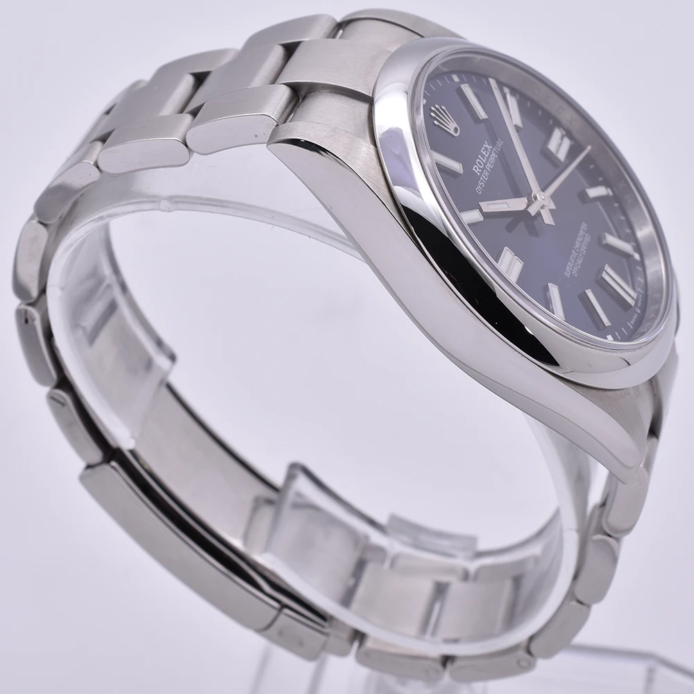 Front Left image of the Rolex Oyster Perpetual 41mm Sunburst Blue 2024 124300-0003