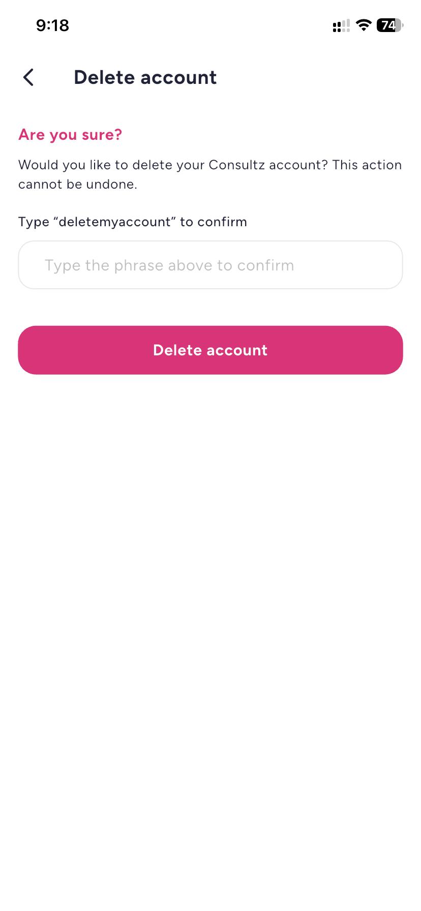 Expert account deletion step 4