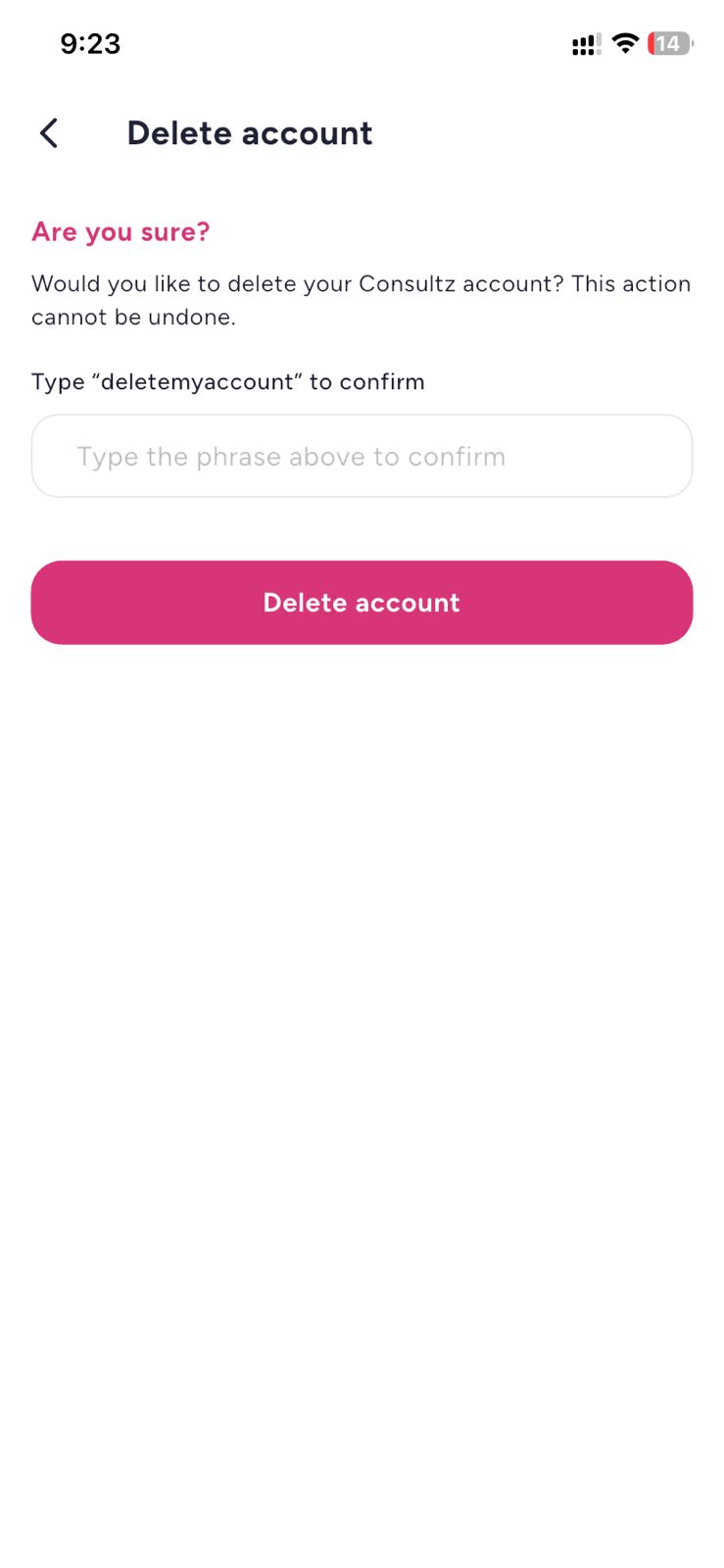 Consultee account deletion step 3