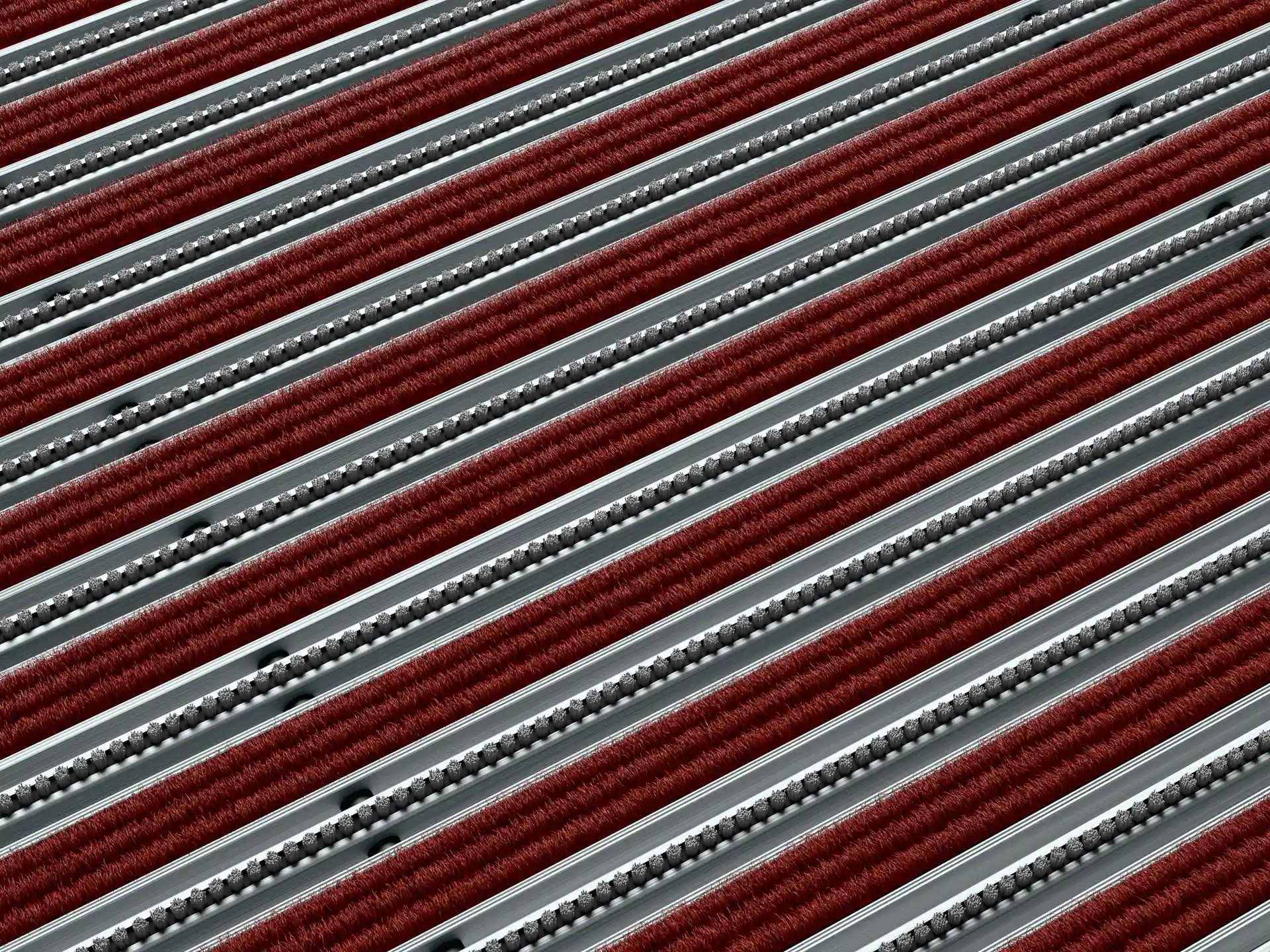 Detail einer Aluprofil Fußmatte mit Kratzkante und der Einlage Rips Rot