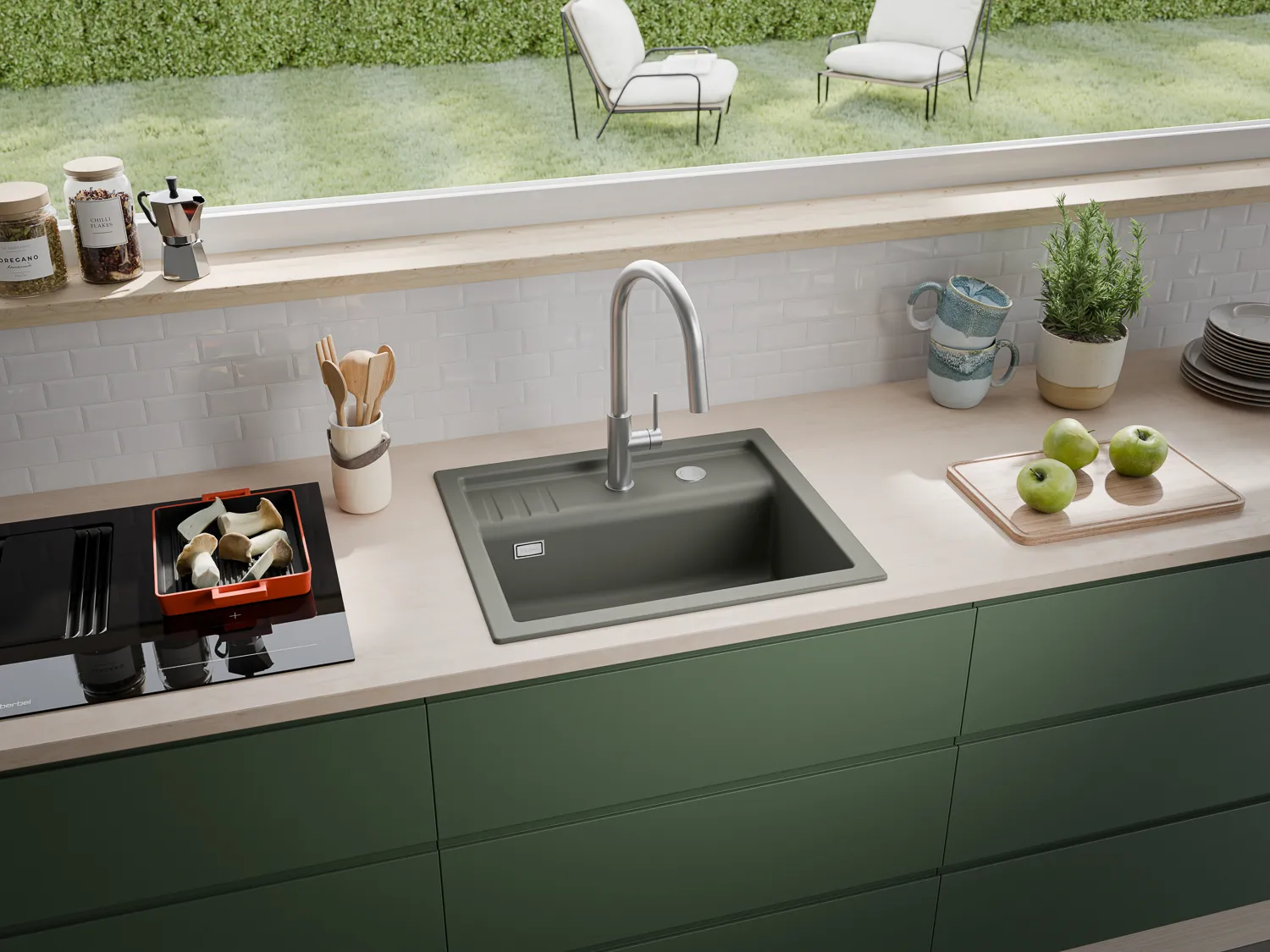 Naber Silqua Compositspüle in einem Küchenmilieu