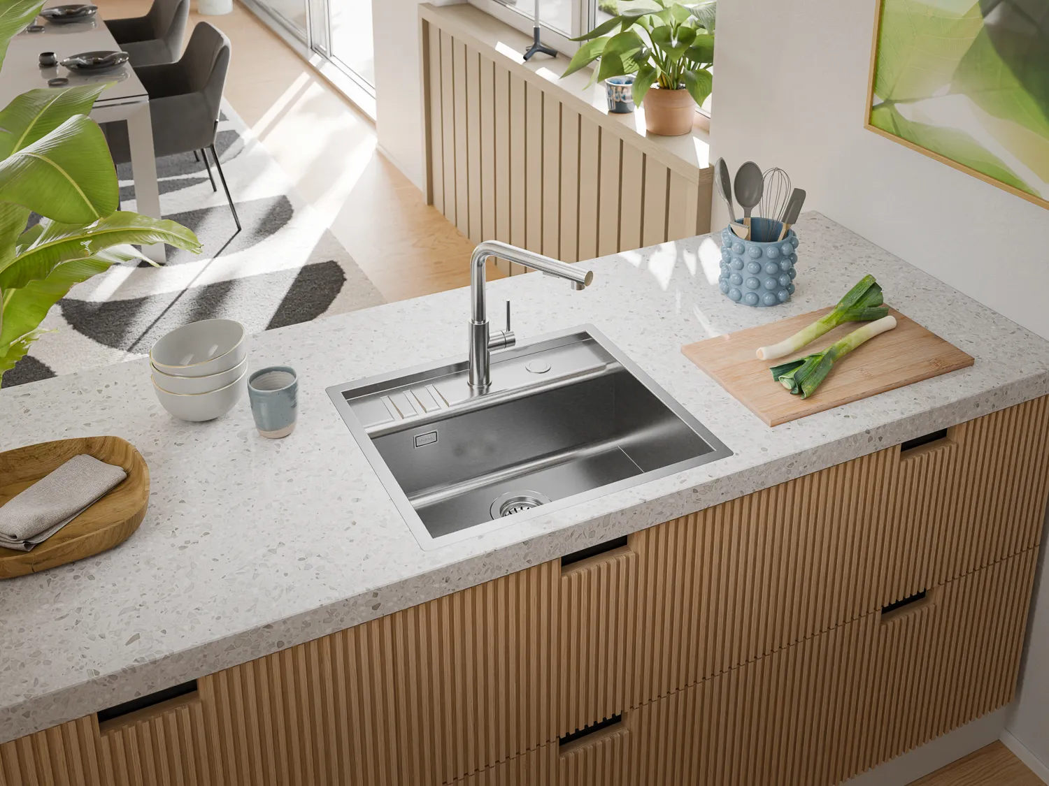 Naber Silqua Spüle in Edelstahl in einer Küche