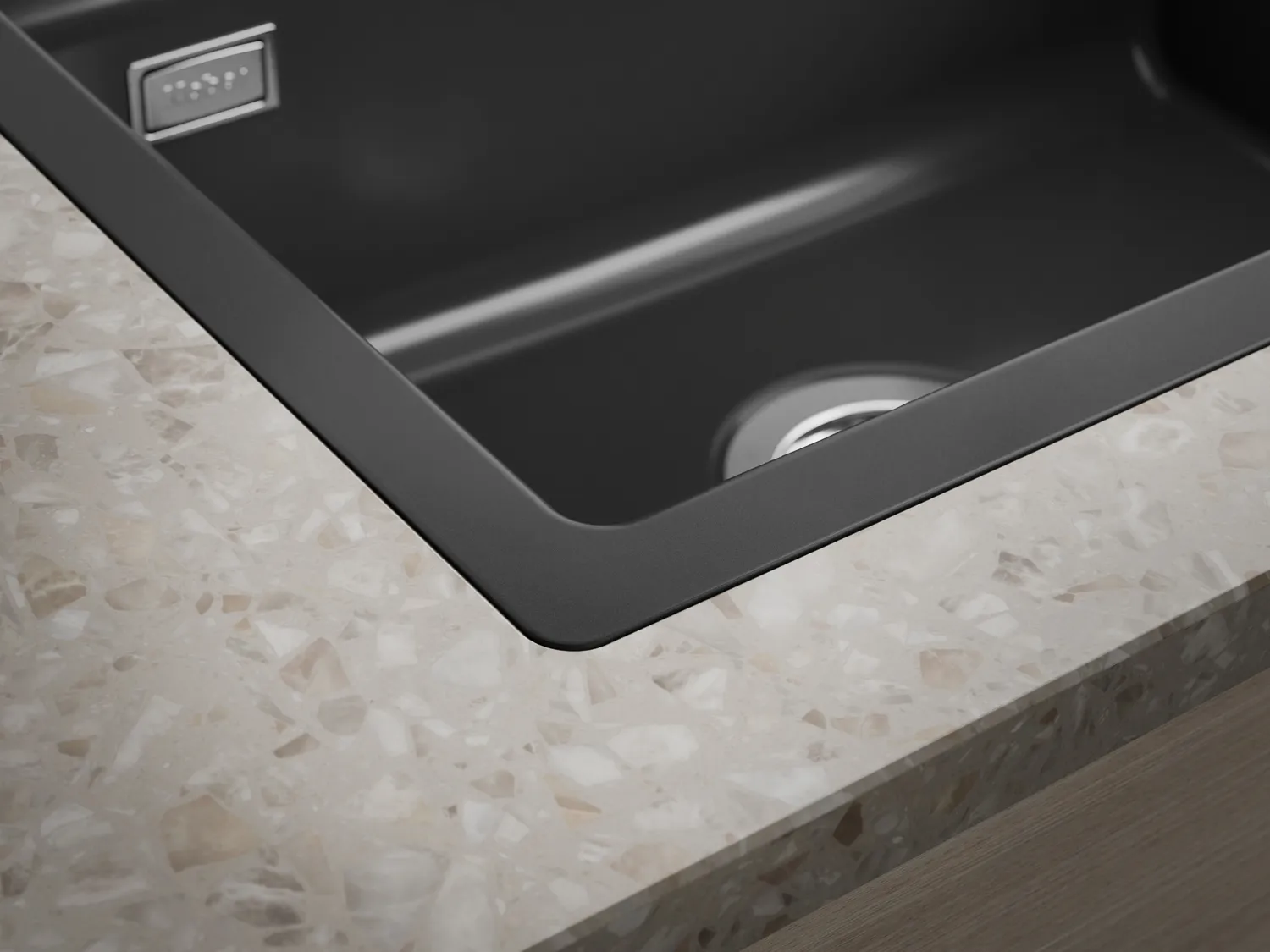 Naber Silqua Spüle in Schwarz matt einer Küche