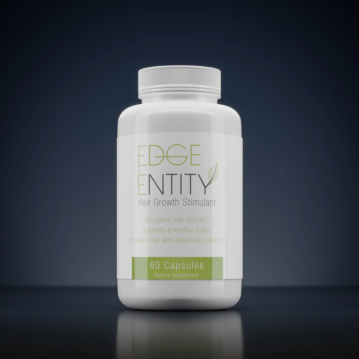 3D Packshot Rendering eines Nahrungsergänzungsmittels vor dunkel blauem Hintergrund