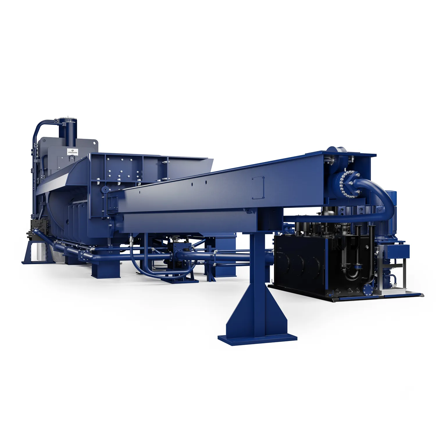 Ansicht von Hinten der NxtCut Schrottschere von Lindemann, Detail vor weißem Hintergrund