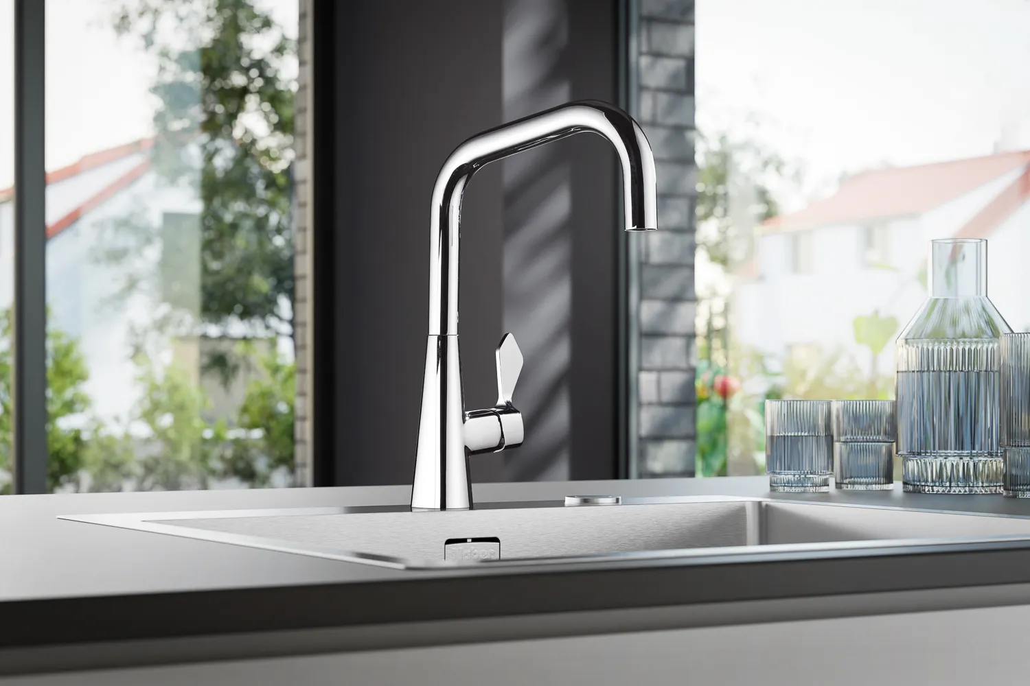 3D Milieu einer Naber Armatur in einer Küche