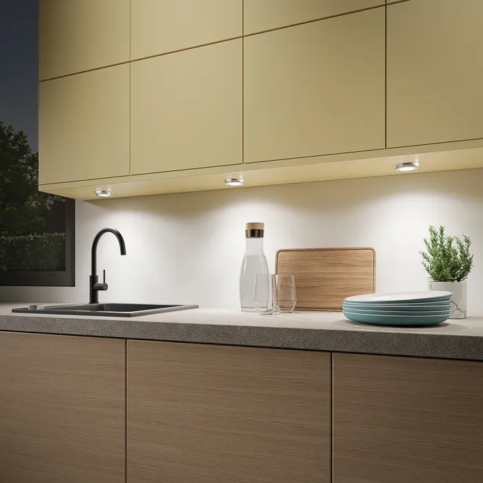 3D Milieus von Naber Lumica Unterboden Leuchten in einer Feng Shui Design Küche