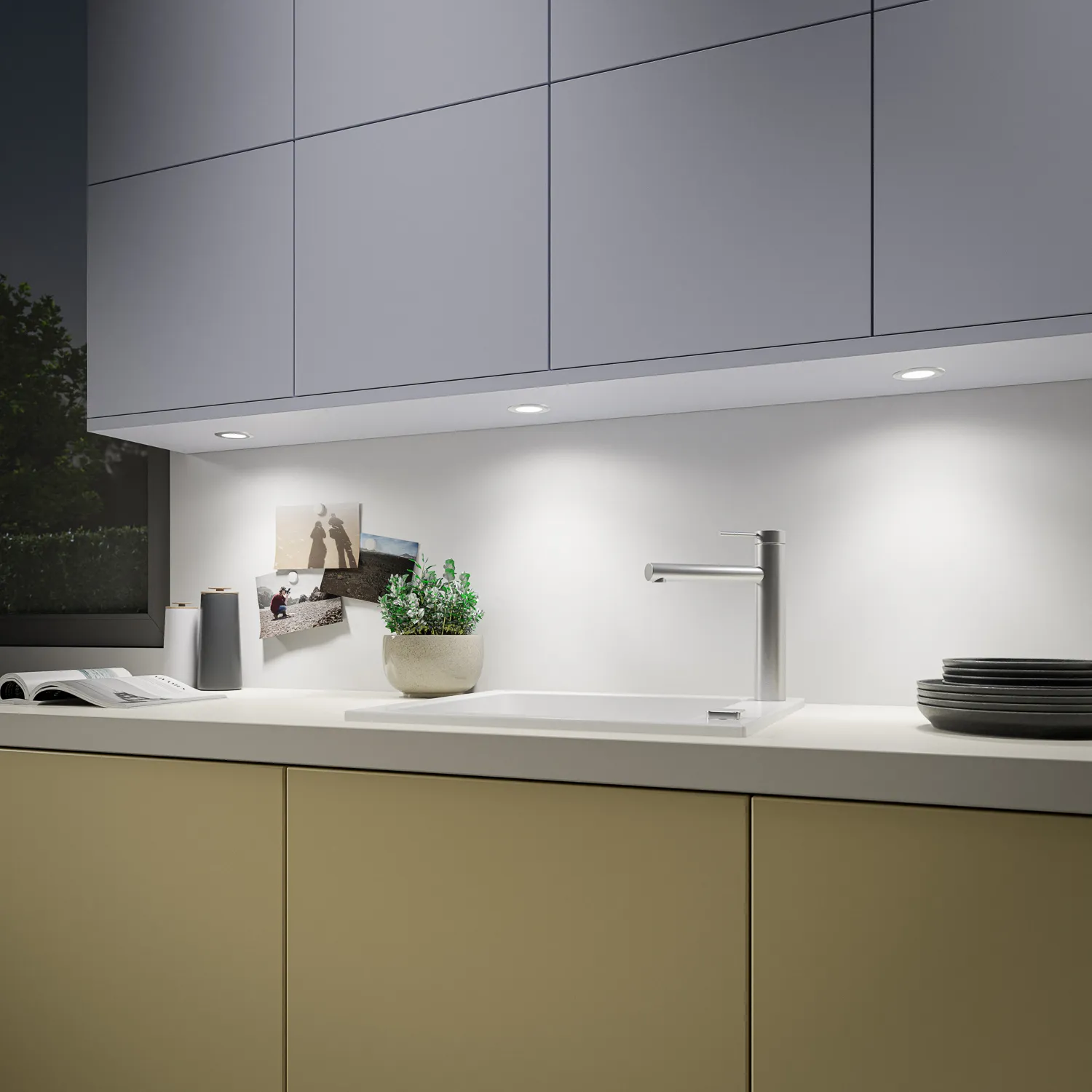 3D Milieus von Naber Lumica Unterboden Leuchten in einer Feng Shui Design Küche