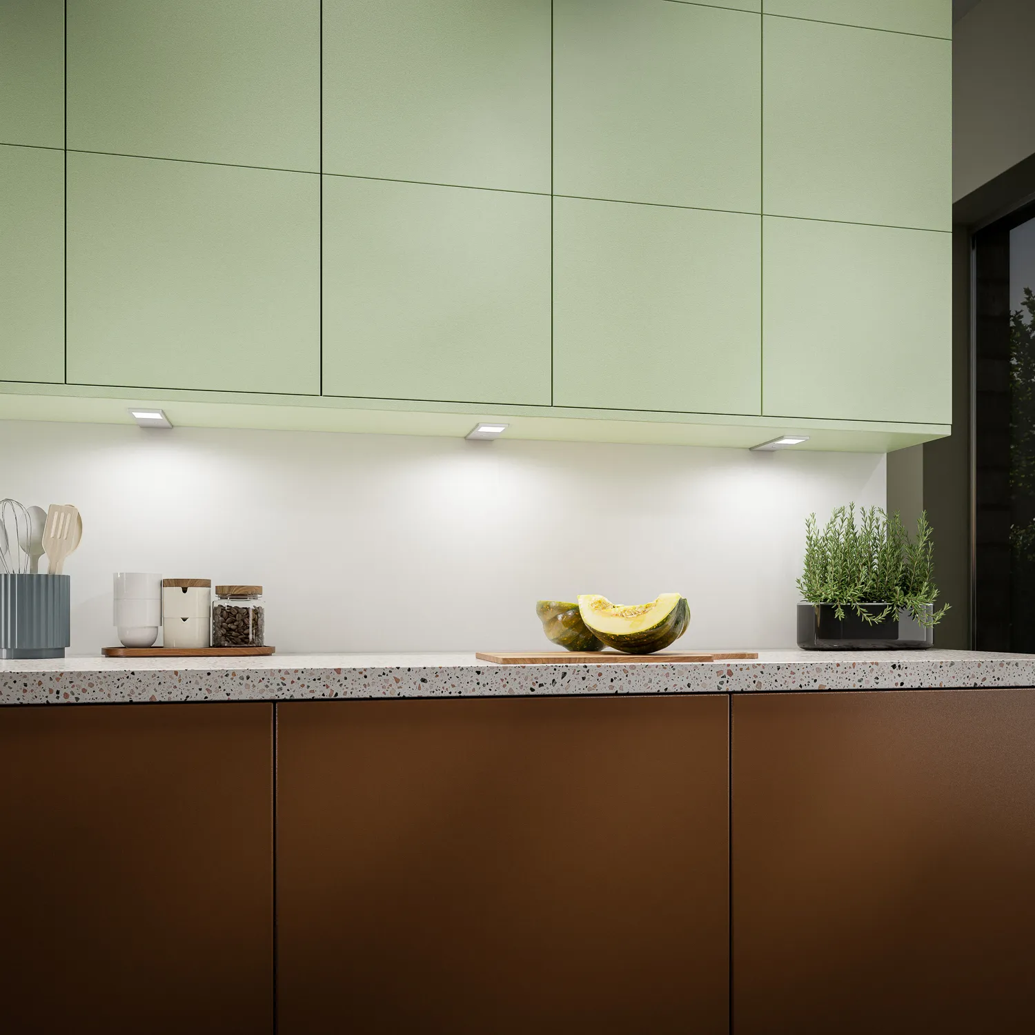 3D Milieus von Naber Lumica Unterboden Leuchten in einer Feng Shui Design Küche