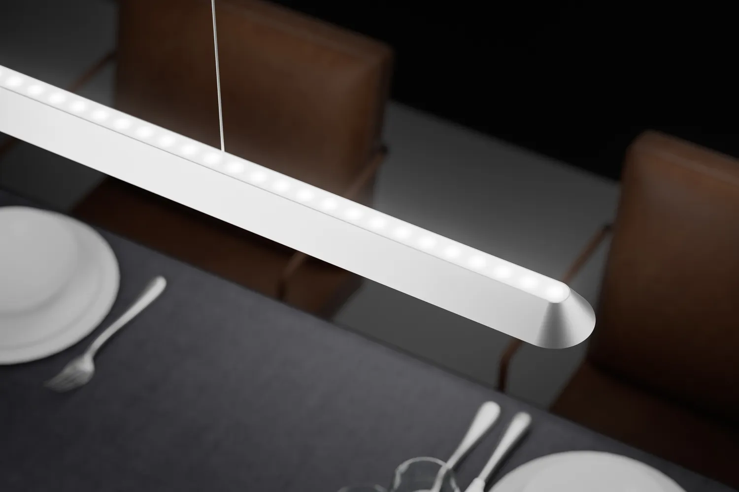 3D Produktvisualisierung einer Pendelleuchte von Naber Lumica in einer Feng Shui Küche Küche im Detail