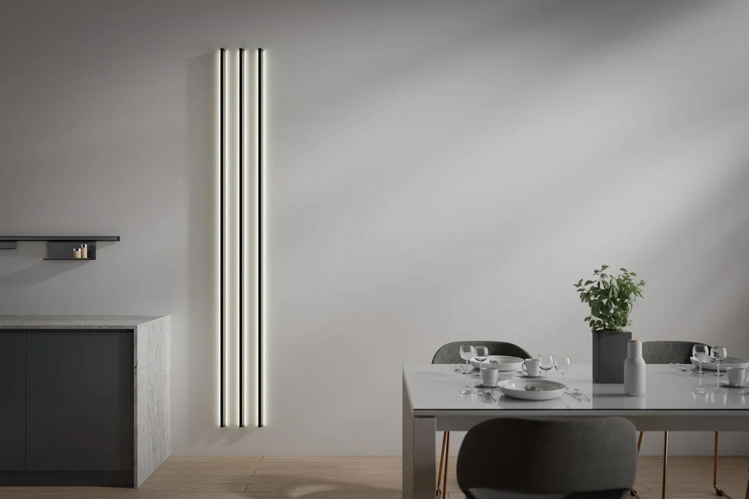 3D Küchen Renderings von "Transform" Reling und Regalsystemen - ACCOMODA®