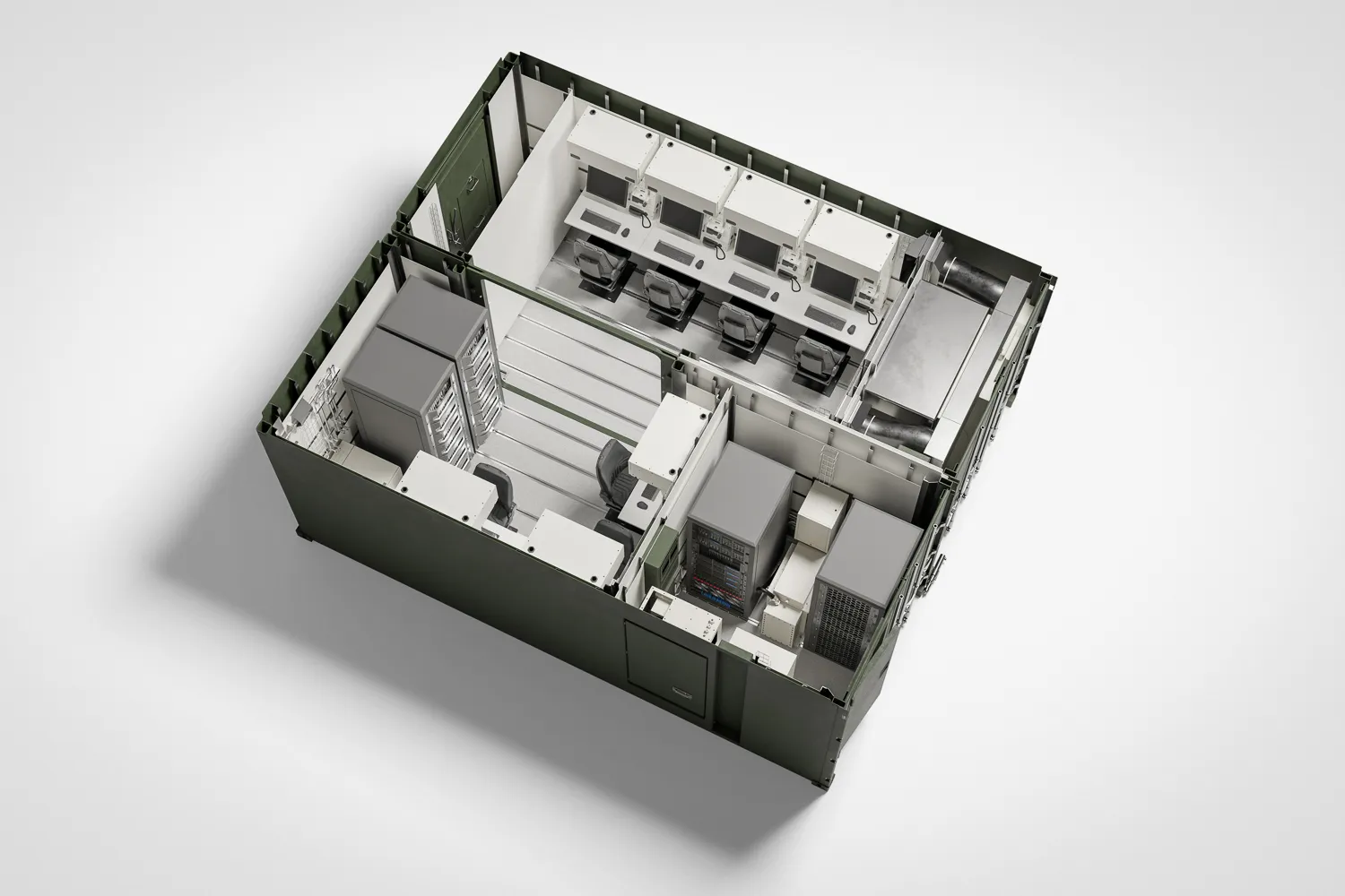 3D Freisteller eines mobile Defence Systemes - Container ohne Dach von oben