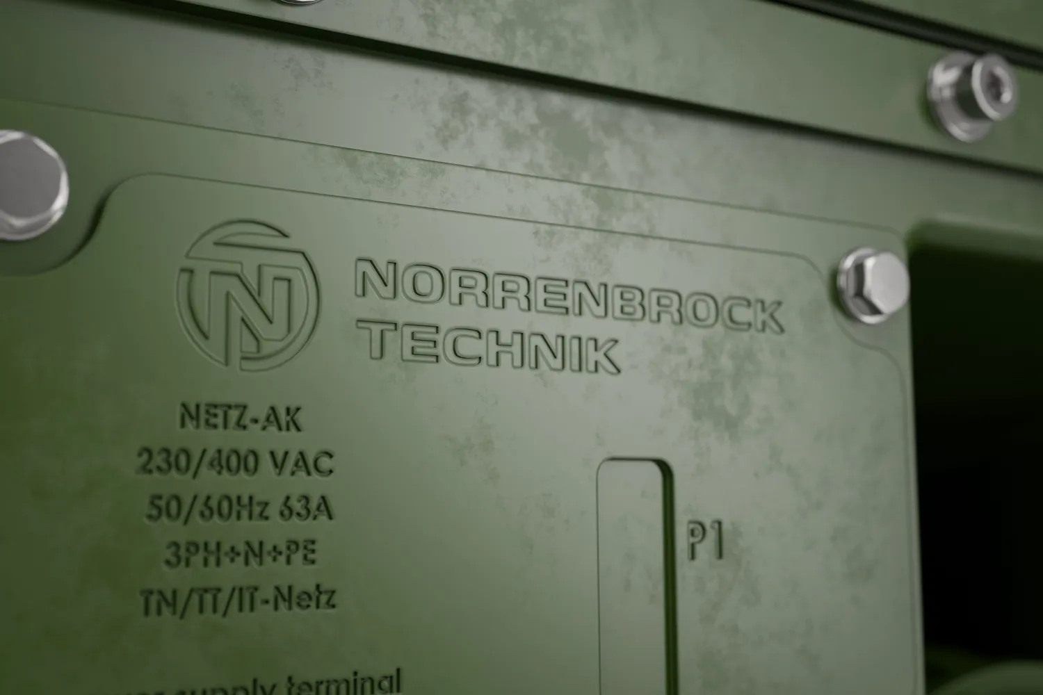 Netzanschlusskasten für ein mobilen Container - Detail Norrenbrock Logo