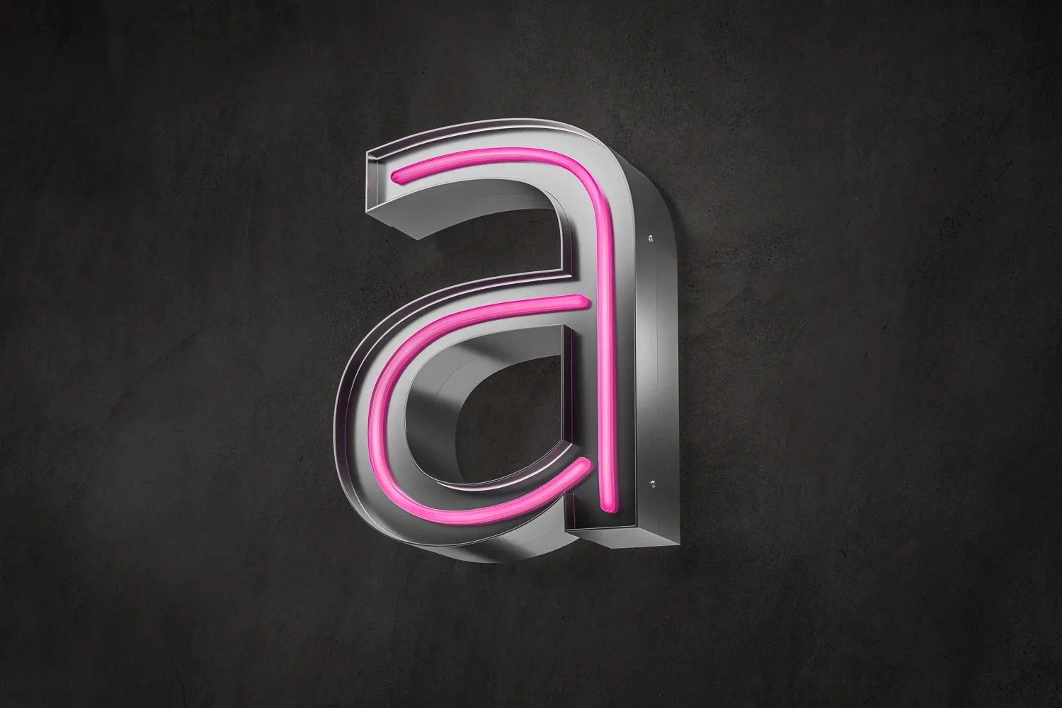 LED Leuchtbuchstabe von Rosen bei Nacht Outdoor Rendering an einer Hauswand