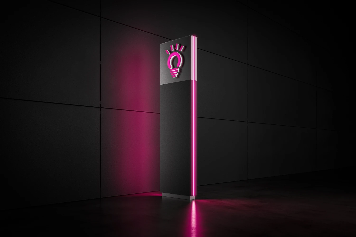 LED Werbepylone von Rosen auf dem Boden stehend bei Nacht Outdoor Rendering