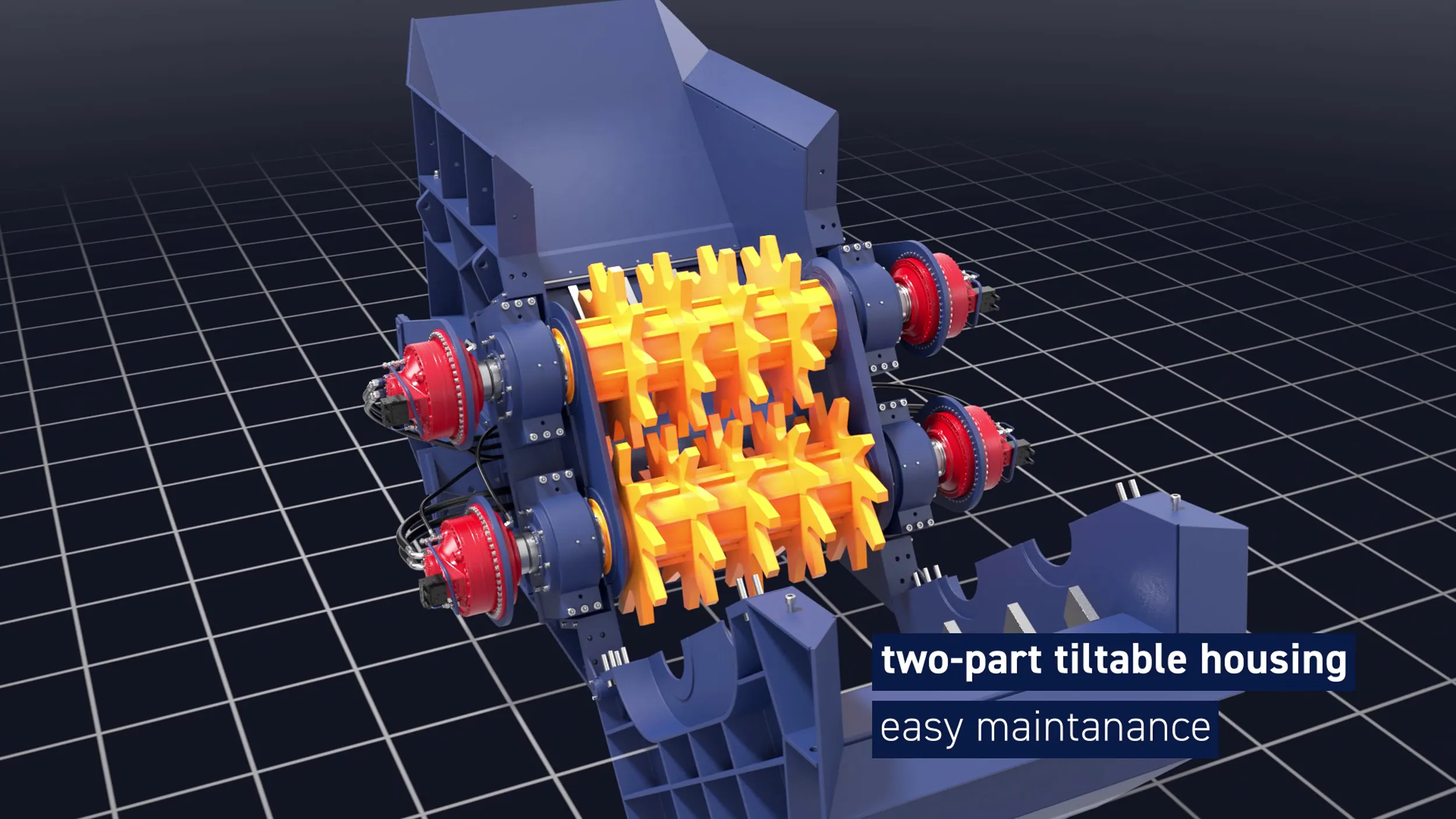 3D-Produktvisualisierung eines Lindemann Vorzerkleinerers für Lindemann Metal Recycling