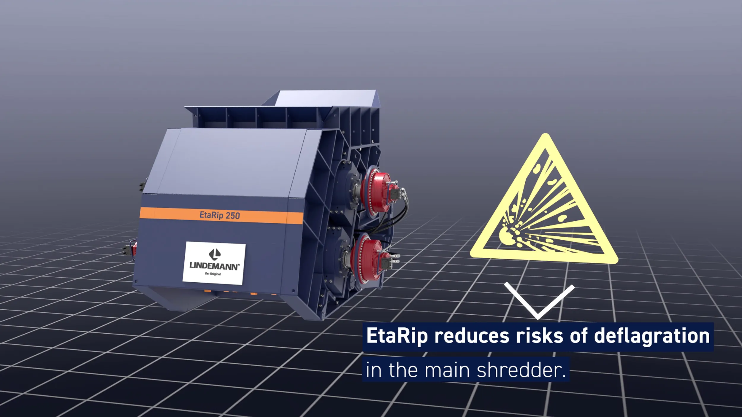 3D-Produktvisualisierung eines Lindemann Vorzerkleinerers für Lindemann Metal Recycling