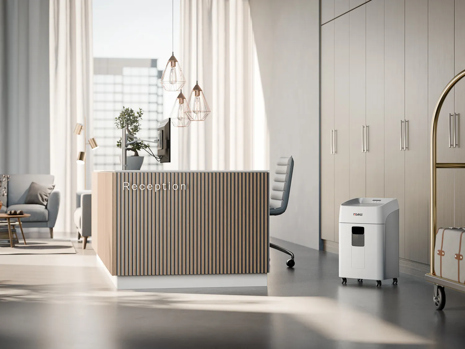 3D-Produktvisualisierung: Dahle Deskside Shredmatic Aktenvernichter