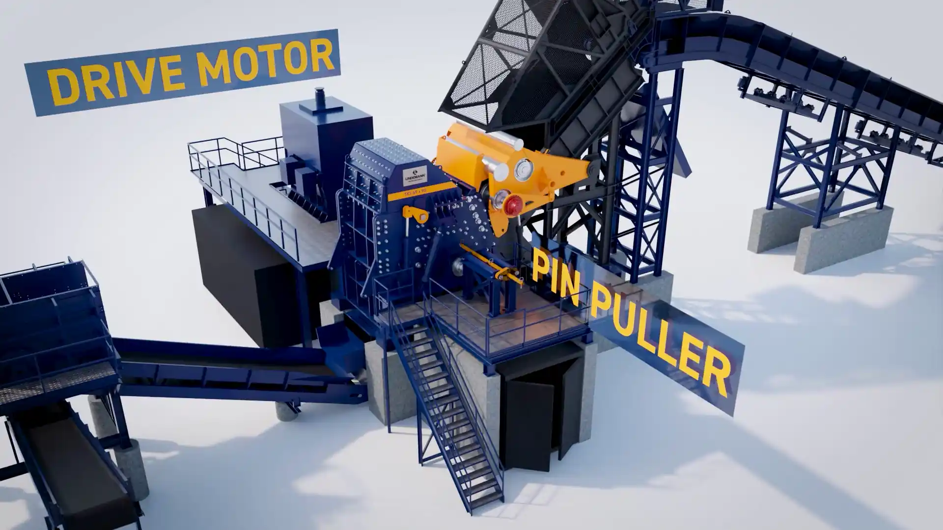 Dynamisches 3D-Release-Video der TXS-Shredder-Anlage von Lindemann - STUDIO KALZ 3D-Produktvisualisierung