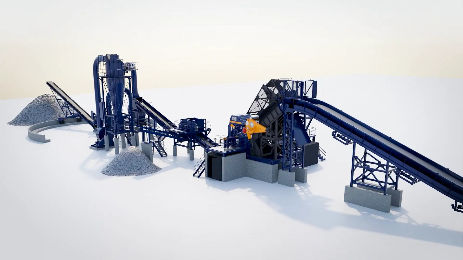 Die Lindemann TXS-Shredder-Anlage im Arbeitsumfeld als 3D-Visualisierung – STUDIO KALZ