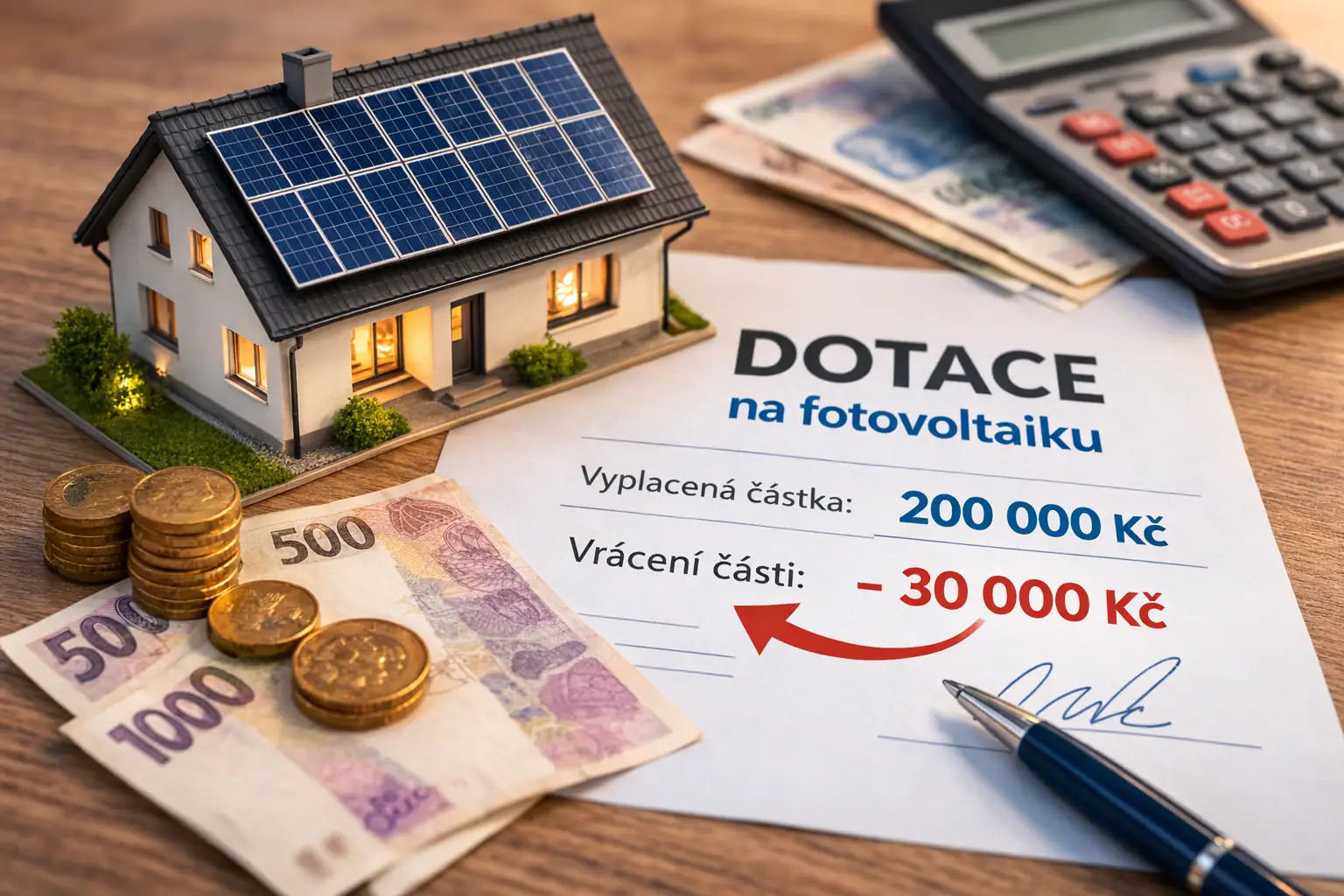 Vrácení části dotace na fotovoltaickou elektrárnu