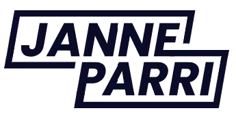 Stylized text logo with the words JANNE PARRI in bold uppercase letters.