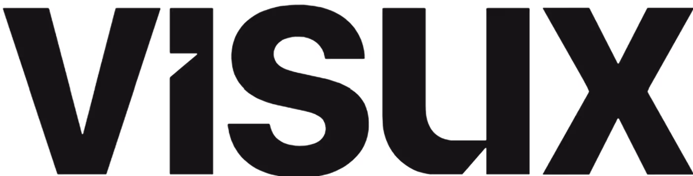 VISUX logo in bold black uppercase letters.