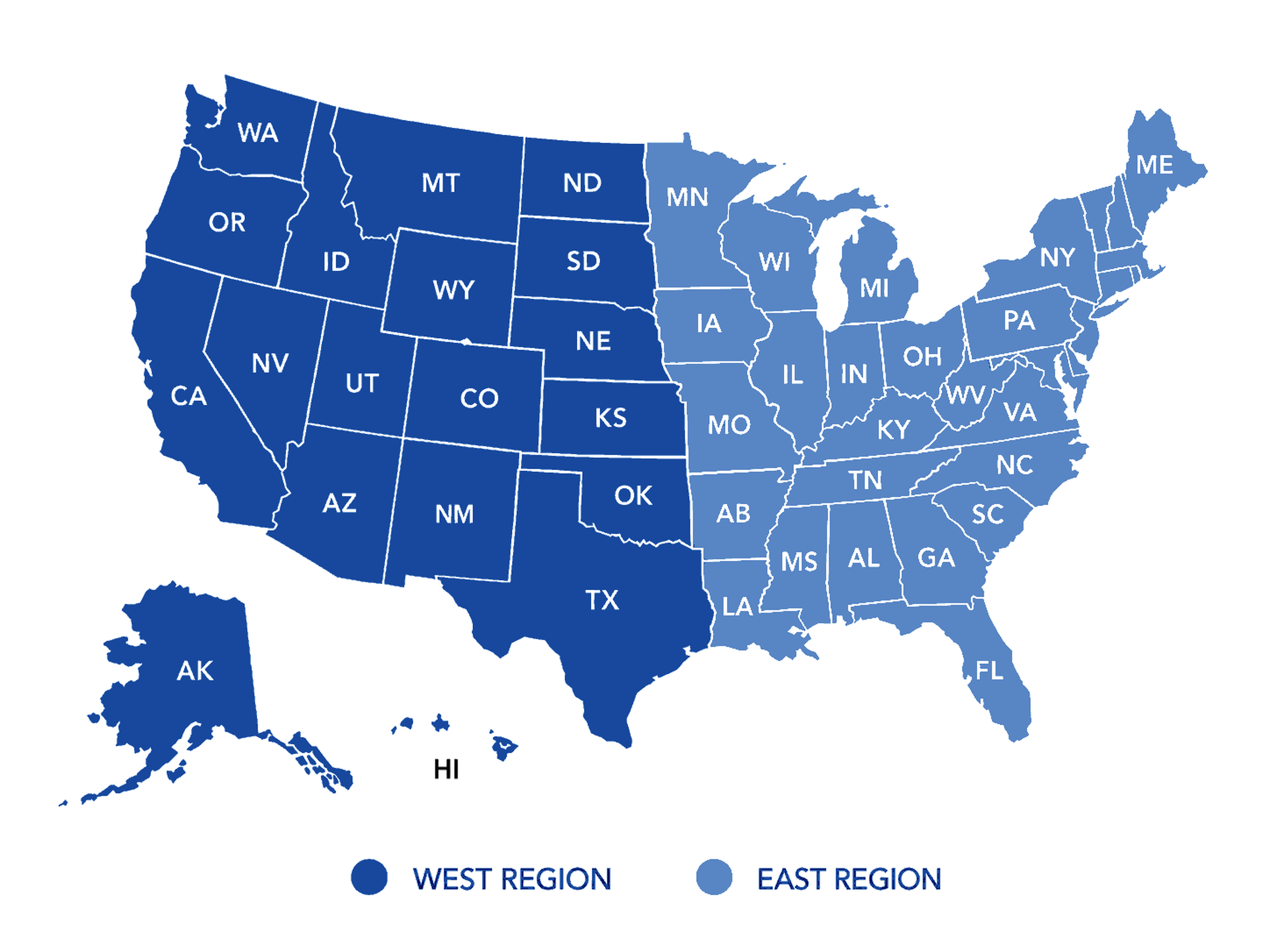 ELMO sales regions — West and East