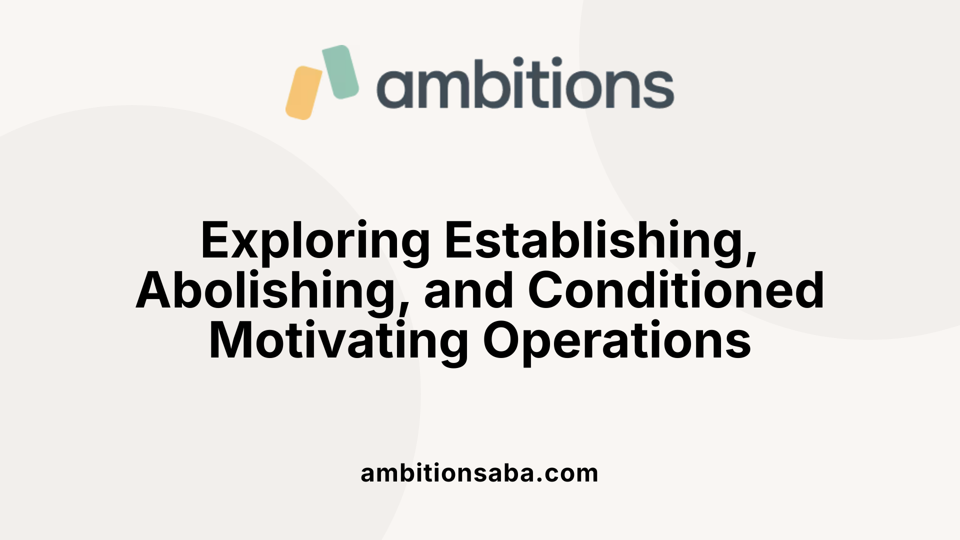 Exploring Establishing, Abolishing, and Conditioned Motivating Operations