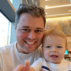 a photo of Tyler Giffel with his son