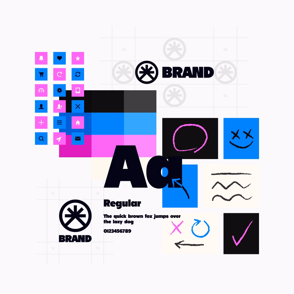 Immagine di mockup  di elementi legati alla Brand Identity: Logo e identità visuale.
