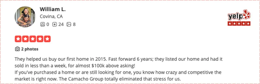 Five star client review of Joel David Real Estate