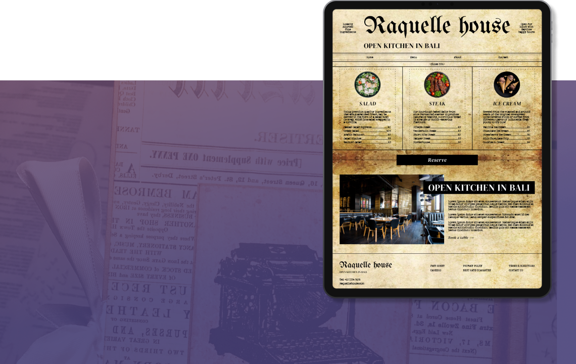 UI Exploration for Restaurant website made by Sila Putri