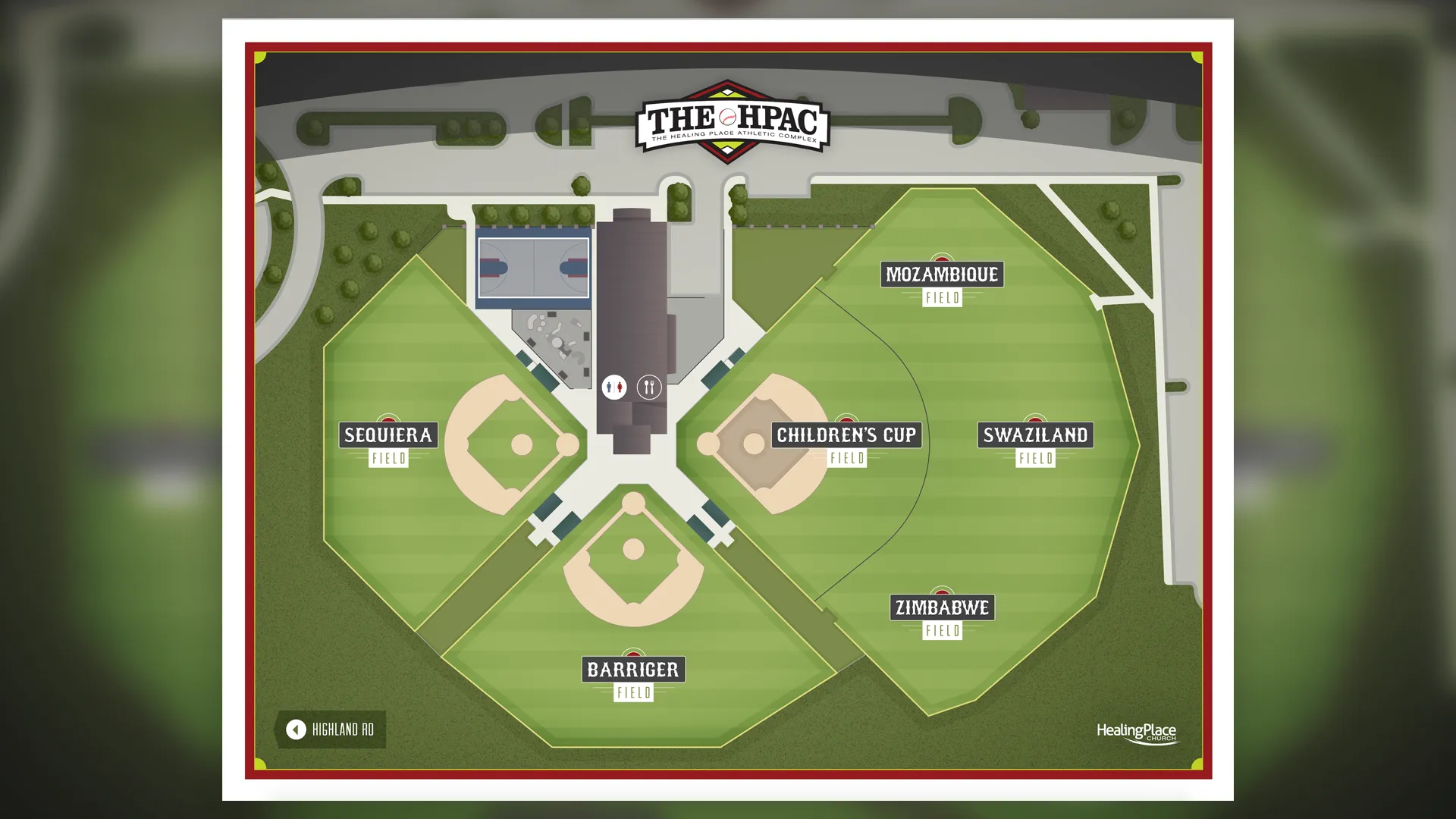 Illustrated Map Design Baseball Fields