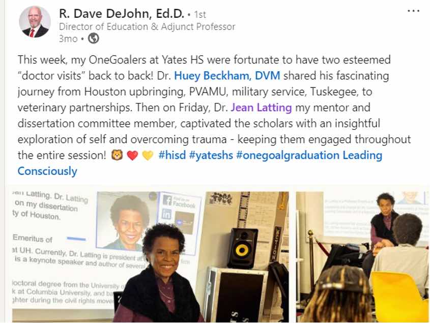 Dave DeJohn's facebook comment about Dr. Latting